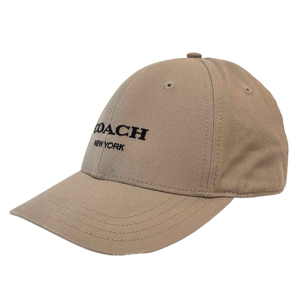 Coach New York Tan Baseball Cap Embroidered Logo Leather Strap Metal Hardware - Picture 12 of 16